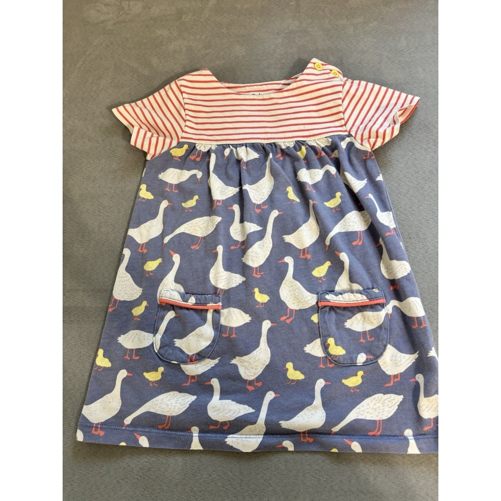 Baby Boden Girls Goose Duck Dress Size 12-18 Months Cotton Cottage Short Sleeve